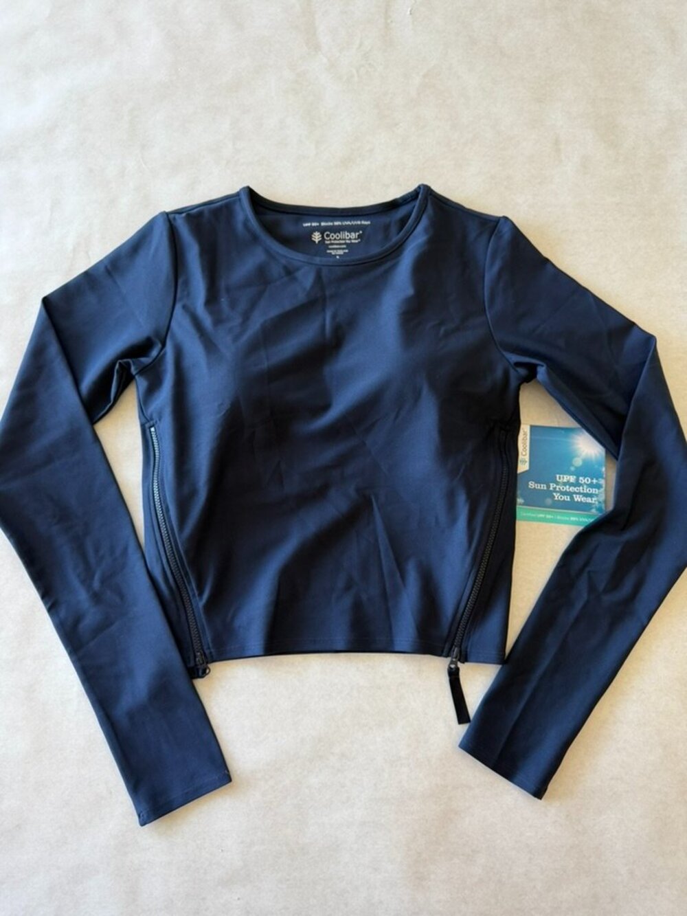 Coolibar UPF 50+ Protection Bayfront Long Sleeve Rash Guard Navy Sz S NWT